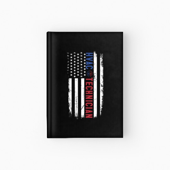 HVAC Technician US American Flag HVAC Mechanic Hardcover Journal