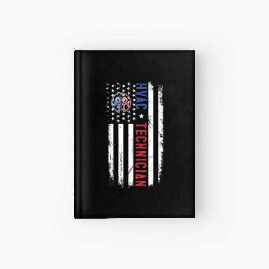 HVAC Technician US American Flag HVAC Mechanic Eng Hardcover Journal