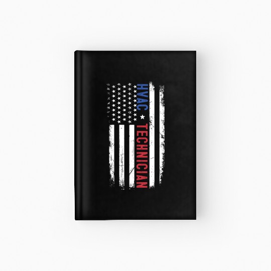 HVAC Technician US American Flag HVAC Mechanic Hardcover Journal