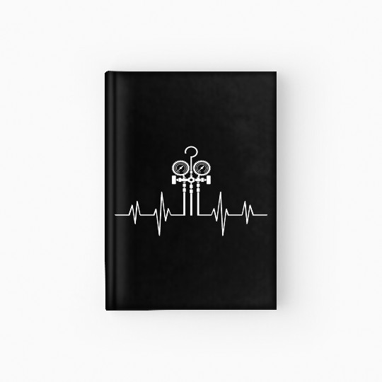 HVAC Love EKG Line Heartbeat HVAC Technician HVAC Hardcover Journal