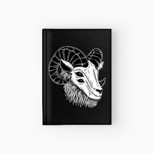 Dark Devil Goat Horn Head Hardcover Journal
