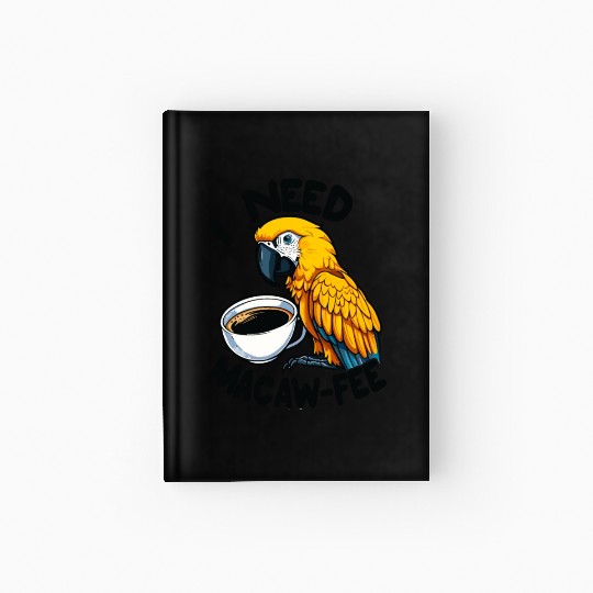 Gold Macaw Macaw-Fee Coffee Lover Hardcover Journal