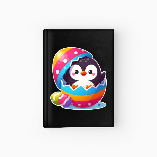 Penguin hatches from colorful Easter egg Hardcover Journal