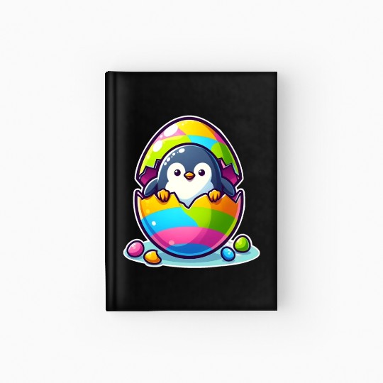 Penguin hatches from colorful Easter egg Hardcover Journal