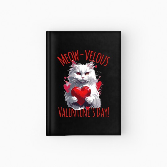 Meow-velous Valentines Day White Cat Hardcover Journal