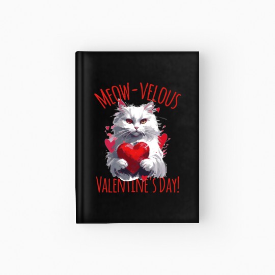 Meow-velous Valentines Day White Cat Hardcover Journal