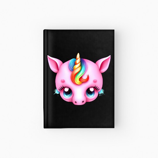 Pink Baby Rainbow Unicorn Head Hardcover Journal