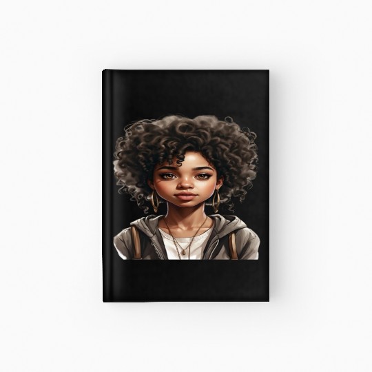 Black girl with big brown eyes .. Hardcover Journal