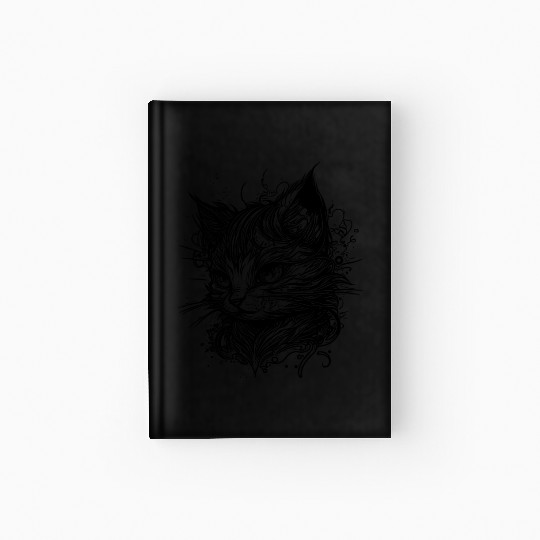 Cuddly Little Space Cat In Vintage Style Hardcover Journal