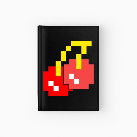 8 Bit Pixel Cherries 80s Video Game Halloween Hardcover Journal
