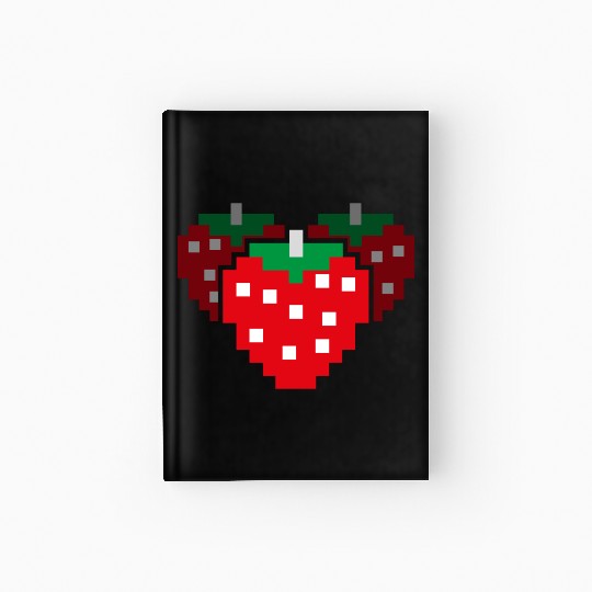 8 Bit Pixel Strawberry 80s Video Game 100 Days of Hardcover Journal