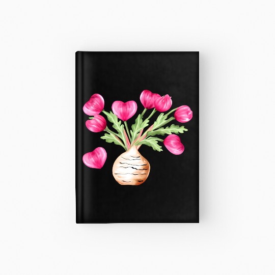 Turnip Love Bouquet Heart Flowers Valentine's Day Hardcover Journal