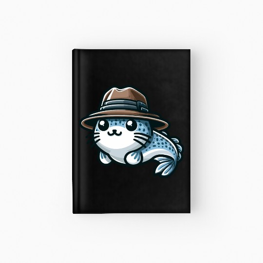 Stylish Catfish with Hat Hardcover Journal