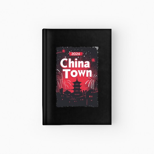 ChinaTown Ignites: Synthwave Red & Black Shiluette Hardcover Journal