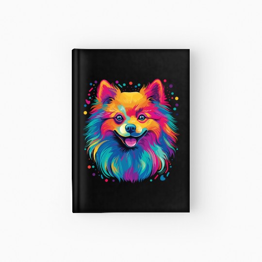 Watercolor Colorful Pomeranian Hardcover Journal