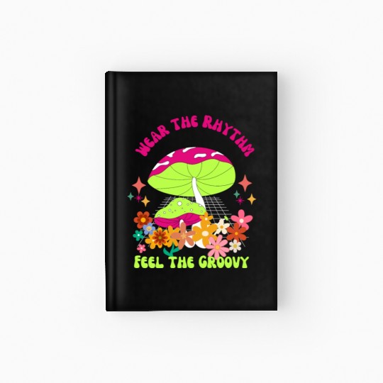 Pink and Green Illustrated Groove to The Beat Hardcover Journal