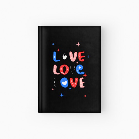 White Red Pink Light Blue Black Bold Valentine Hardcover Journal