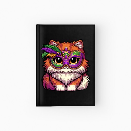 Mardi Gras Persian Cat, Dressed-up Cat Hardcover Journal