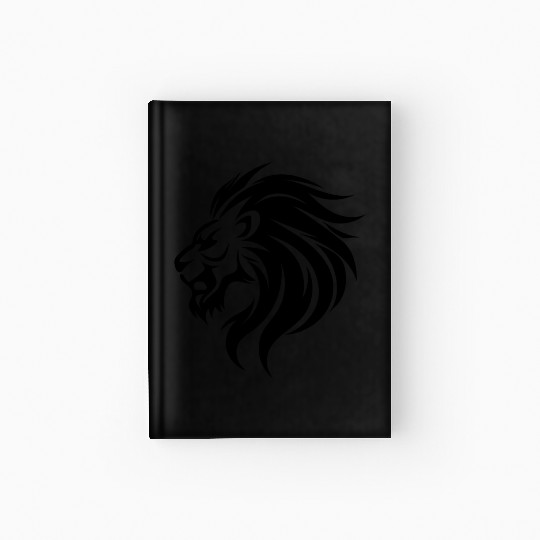 Angry Lion Head Tattoo Style Waving Mane Hardcover Journal