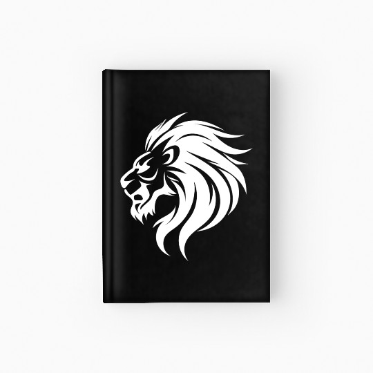 Angry Lion Head Tattoo Style Waving Mane Hardcover Journal