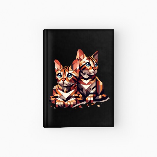 Bengal Kittens Geometric Shape Hardcover Journal