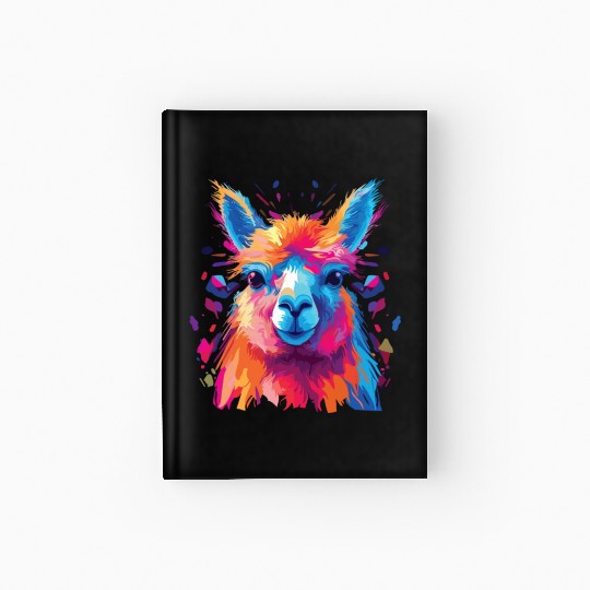 Watercolor Colorful Alpaca Colorful Animals Hardcover Journal