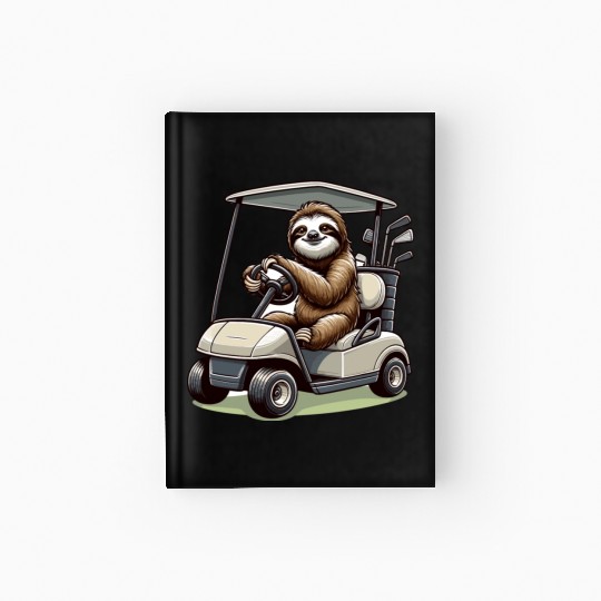 Funny Sloth Golfing Hardcover Journal