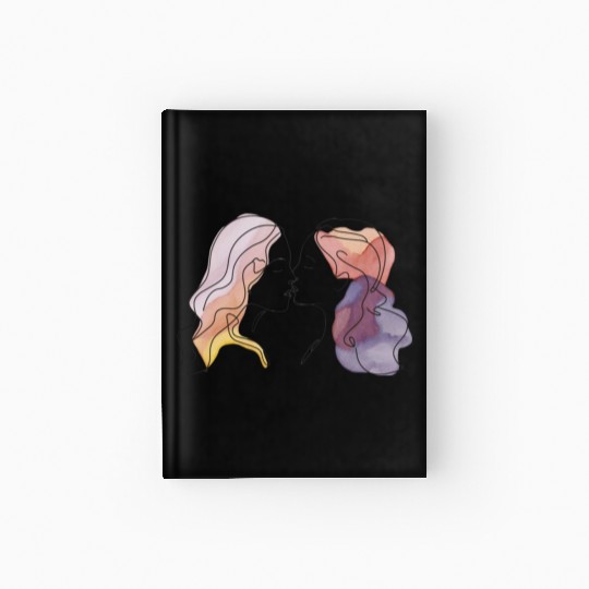 Lesbian Couple Simple Minimalistic Drawing Hardcover Journal