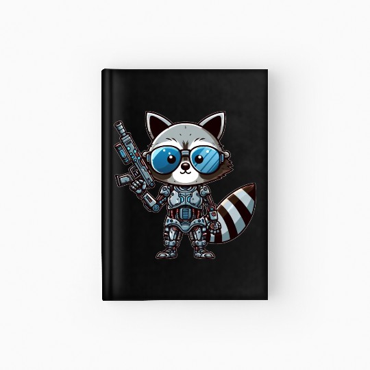 Cool raccoon cyborg Hardcover Journal