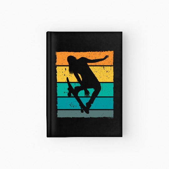 Retro Skater Girl Skateboarder Skateboard Hardcover Journal