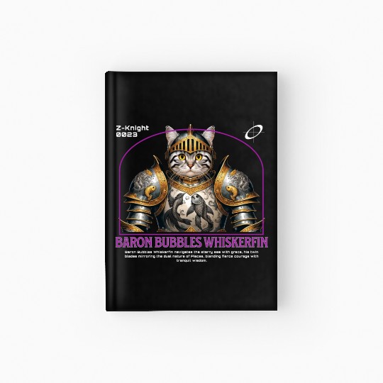 Pisces Cat Knight - Zodiac Astrology Fish Armor Hardcover Journal