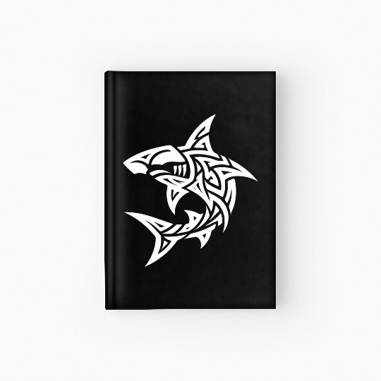 Tribal Hammerhead Shark Style Diver Fan Tattoo Hardcover Journal
