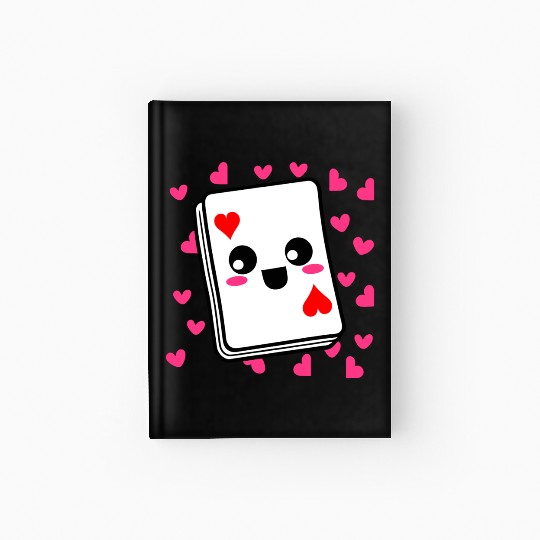 Kawaii Playing Card Hearts Hardcover Journal