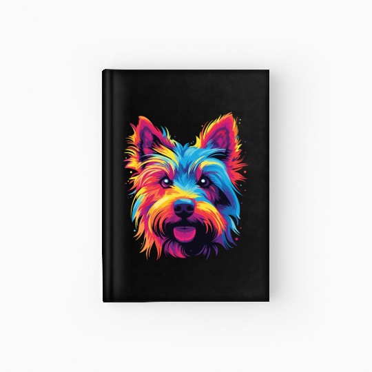 Watercolor Colorful Australian Silky Terrier Hardcover Journal