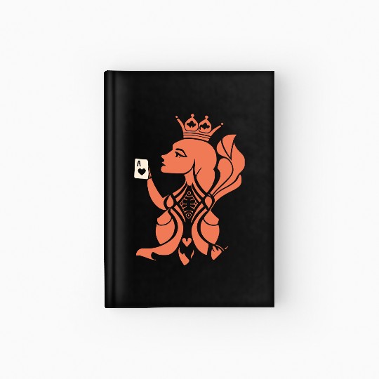 Queen Hearts Playing Card Design 2 Color Vector Hardcover Journal