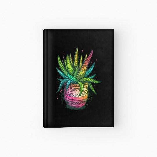 Psychedelic Aloe Vera Succulent Plant Gardener Hardcover Journal