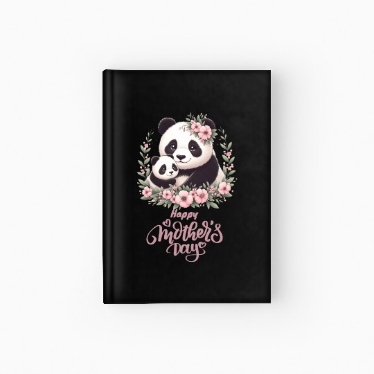 Happy Mother's Day Floral Wreath Mum Panda Hardcover Journal