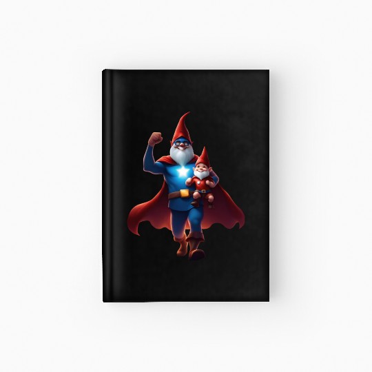 A Father's Day Gnome as a superhero dad Hardcover Journal