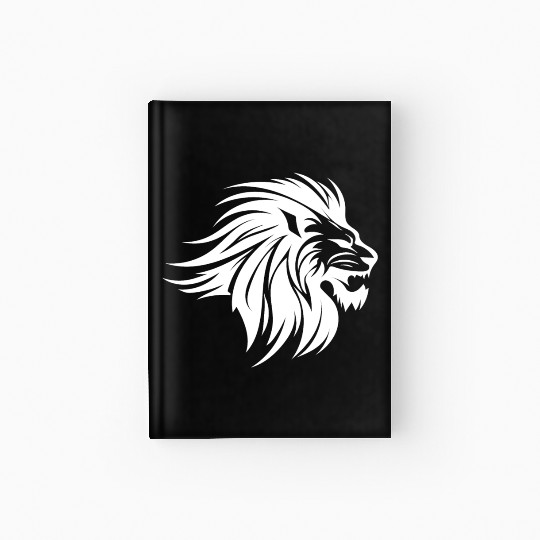 Waving Mane Lion Head Tattoo Ink Style Hardcover Journal