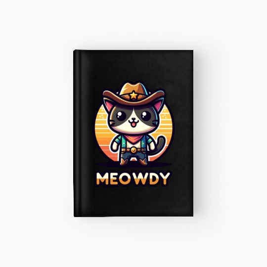 Cute Meowdy Cat Cowboy Pun Hardcover Journal