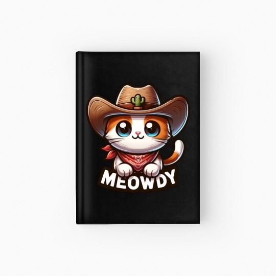 Cute Meowdy Cat Cowboy Pun Hardcover Journal