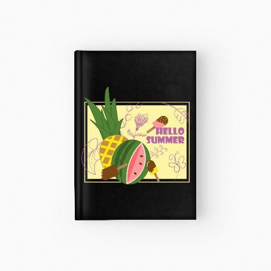 Hello summer fruit ice cream flowers & butterfly Hardcover Journal