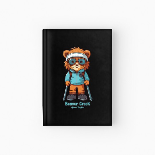 Cute Lion Skiing Beaver Creek Hardcover Journal