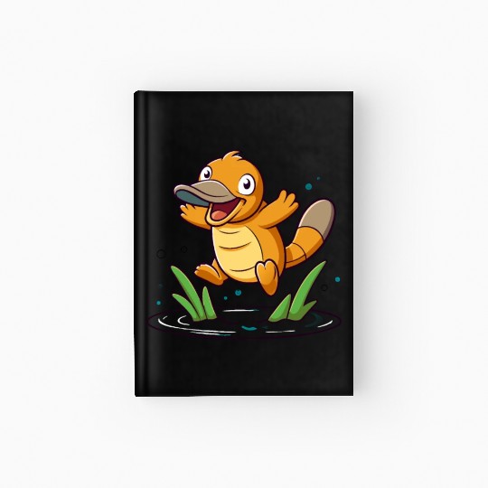 Whimsical Platypus Frolicking in a Pond Hardcover Journal