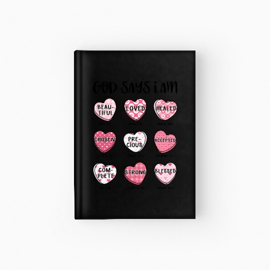 God Says I Am Valentine Candy Hearts Hardcover Journal