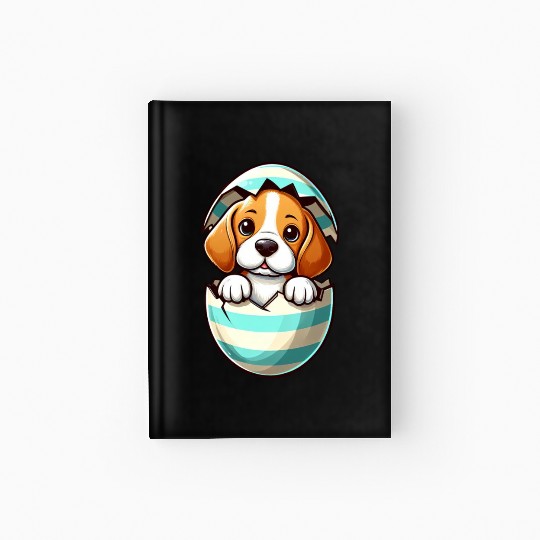 Colorful Beagle Dog Easter Egg Hatching Design Hardcover Journal