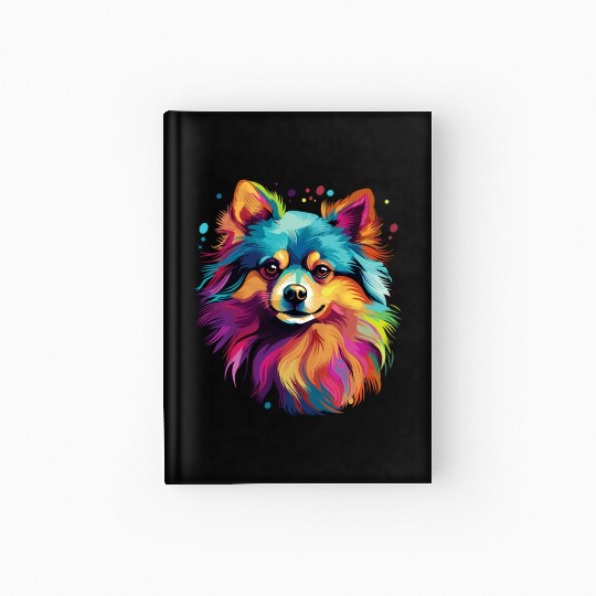 Watercolor Colorful Pomeranian Hardcover Journal