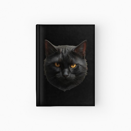black cat face Hardcover Journal