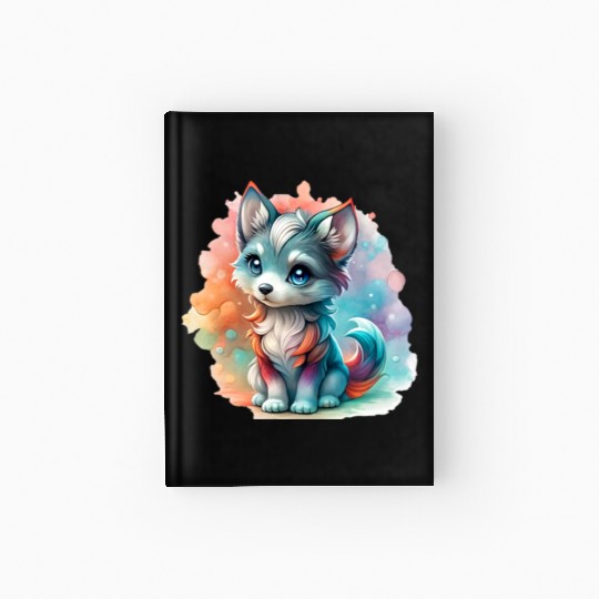 Cute Chibi Grey Wolf For Wolf Lovers Hardcover Journal