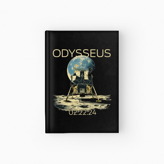 Odysseus Moon Lander Spacecraft Moon Landing Hardcover Journal
